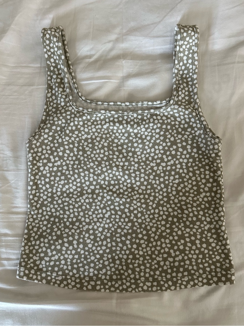 Old Navy Olive Green Tank Top with White Dot Print